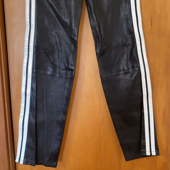 NWOT rag & bone | Black 100% Lamb Leather Jeans/Pants w/ White Stripes - Size 27 - Picture 3 of 12